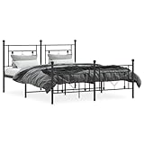 vidaXL Estructura Cama sin colchón con Estribo Metal Negro 160x200 cm