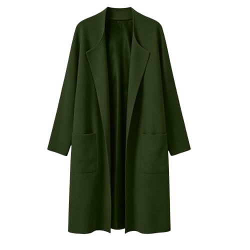 Womens Trench Coat Mid Length Open Front Jacket Fall Winter Outerwear - image 7
