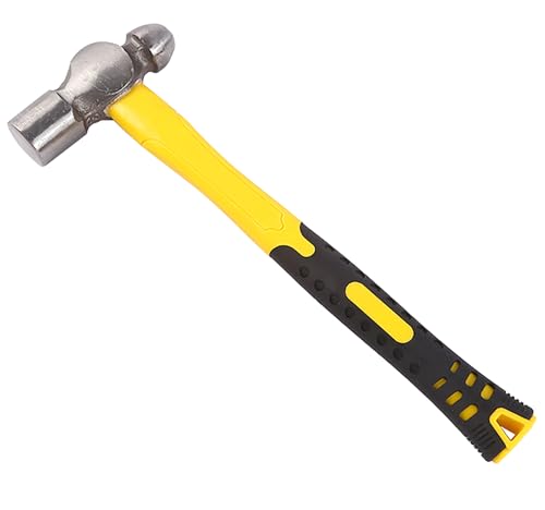 Small Ball-Peen Hammers 12.3 Oz Round Head Hammer with Shock-absorbing Leather Handle for Prying Nails Woodworking and Repairing (S)