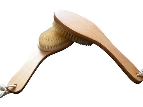 Kingsley Natural Bristle Body Brush with Contoured Wooden Handle - 2 Pack