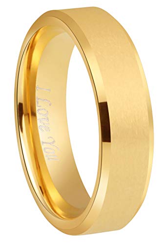 Crownal 6mm 8mm 18K Gold Tungsten Wedding Couple Bands Rings