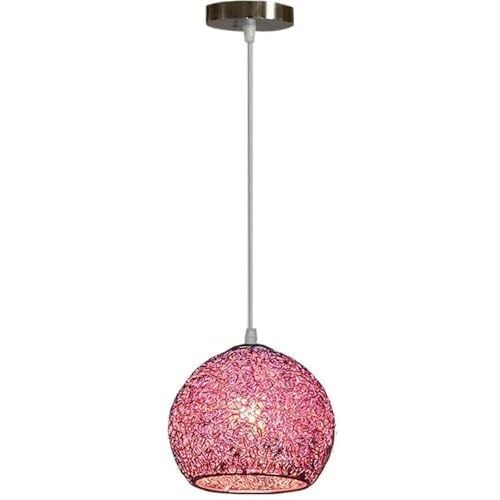 HYJAUSXB Modern Nordic Farmhouse Chandelier,Creative Spherical Pendant Light with Glass Shades,Indoor Adjustable Height Ceiling Fixture for Kitchen Island Dining Room Bedroom Hallway(Pink)