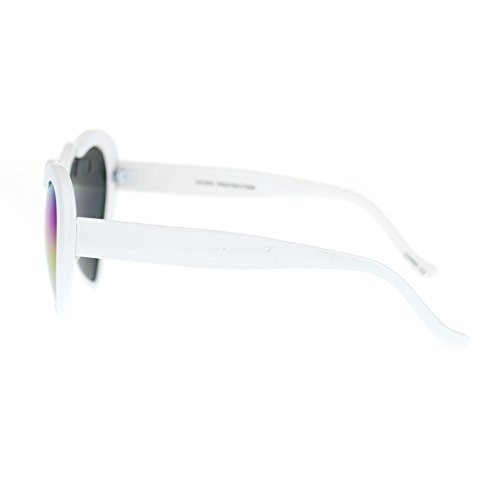 Womens Mirrored Rusta Mirror Lens Plastic Frame Heart Shape Sunglasses (White) #TOP3