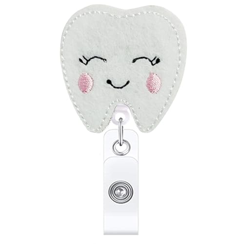 Felt Tooth-Shaped Badge Holder with Clip, Cute Dental ID Holder Gift for Nurses, Dentists, Dental Assistants, Hygienists, Medical Staff Uniform & Office Identification
