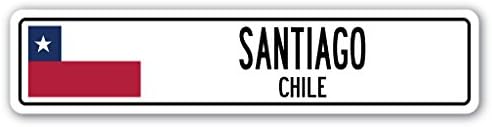 Santiago de Chile, letrero de calle con bandera chilena, ciudad, país, camino, pared, regalo