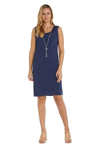 Image of R&M Richards Women's 2-Piece Knee Length Banded Hi-Lo Sequined Jacket Dress W /Detachable Necklace