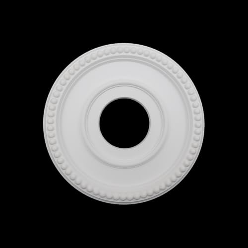 Image of PU Ceiling Medallions 2Pcs, 12.28 Inches x 4 Inches, White | Split Type, Paintable, Fits 4 Inches Canopy, European Vintage Carving Style, Made of Synthetic Foam