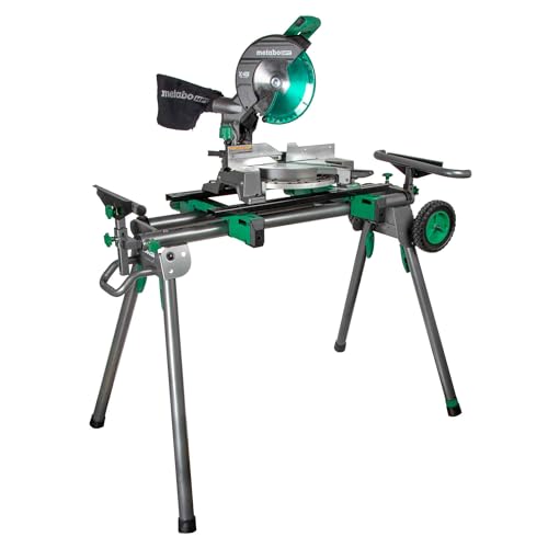 Metabo HPT Universal Portable Miter Saw Stand, 400 Lbs Capacity, All Terrain Wheels, Leveling Foot, Fits 12 Inch Saws, 5-Year Warranty, 115769M
