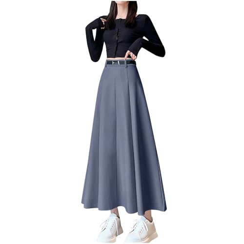 Womens Maxi Skirt Business Casual High Waist Pleated A-Line Flowy Swing Skirts Cocktail Evening Party Wedding Skirt4