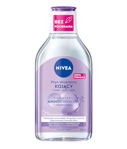 NIVEA Liquide micellaire apaisant avec complexe d'acides aminés et dexpanthénol pour peaux sensibles et hypersensibles 400 ml