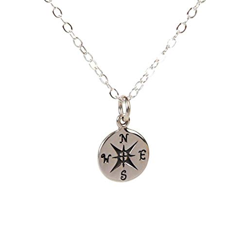 Sterling Silver Compass Charm Necklace – Handmade Graduation Gift, 18