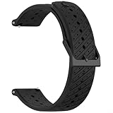 Risveglio Comodo cinturino in silicone per Suunto Race2, cinturino sportivo traspirante da 22 mm con connettore sicuro, cinturino di ricambio morbido (nero)