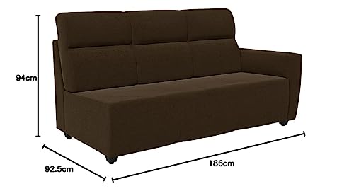 Image of Wakefit Sofa Set | 3 Year Warranty | 3 Seater Sofa for Living Room, Wooden Set, 3 Seater + Left Aligned, Belize(Malphino : Dark Earth)