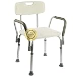 OrtoPrime Sedia da Doccia per Anziani con Schienale Rimovibile – Seggiolino Doccia Antiscivolo Regolabile in 6 Altezze – Sedile per Doccia Anziani e Disabili con Braccioli Imbottiti