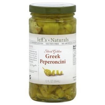 Jeffs Naturals, Peperoncini en rodajas verde dorado, 12 onzas