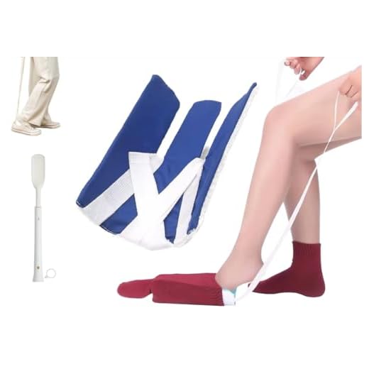 Zytuuob Sock Threader-Tools to Help Put on Socks, Sock Aid Tools for Easy On and Off, and Off and Long Shoe Horn Dressing Stick Dressing Aids-Shoe Horn extends to 71cm (Blue)