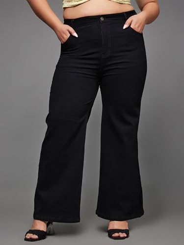 Image of Miss Chase A+ Women's High Rise Regular-Length Stretchable Denim Wide-Leg Shaping Jeans