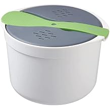 Microwave Rice Cooker, 2L Microwave Rice Steamer Pasta Cooker, Non Stick Food Grade PP Pasta Cooker with Strainer, Microwaves Cookware Set for Rice, Pasta, Vegetables, Quinoa, Oatmeal COLORGreen