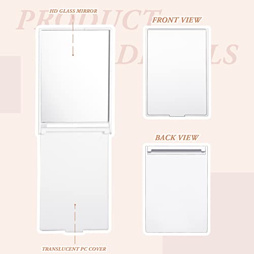 Queekay 2 X 3 X 0.2'' Small Makeup Folding Mirror Travel Mirror Portable Folding Mirror Rectangle Compact Mirror Stand Up Mirror Compact Mirror Portable Vanity Mirror For Women Girls（White） #TOP2