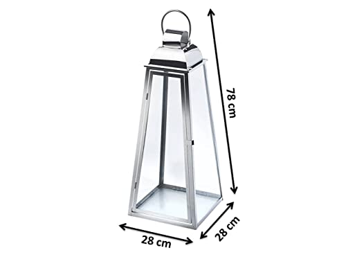 Kobolo Große XXL Laterne Edelstahllaterne Windlicht Marseille aus Glas und Edelstahl