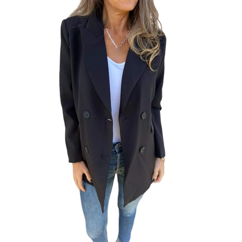 Women's Oversized Blazers Casual Open Front Long Sleeve Coats Lapel Double Breasted Jackets with Pockets4