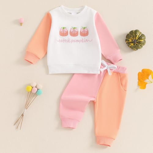 Toddler Baby Girl Halloween Outfit Pumpkin Crewneck Sweatshirt Long Sleeve Shirt Pants Newborn Fall Clothes2