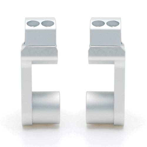 Pivoting Handlebar Clamp Risers - Ape Racing Billet Aluminum Universal Motorcycle 2" Raise Clamps For 7/8" Or 1-1/8" Handlebars Mount To Oversize 1-1/8" Stem Clamp (Silver, 1-1/8") #TOP5
