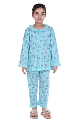 Image of Baby Girls Floral Print Hosiery Cotton Top & Pyjama Set