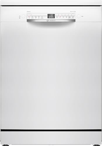 Bosch - Lavavajillas Libre Instalación, 60 cm, 13 servicios, Serie 2, Home Connect, Motor EcoSilence, Blanco, SMS2HTW02E