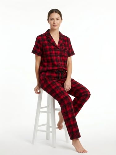 Image of NAP BOUND 100% Cotton Women Pajama Sets Button Down Short Sleeve Sleepwear Soft Pjs 2 Piece Lounge Set with Pocket XS-XXL