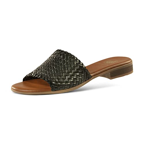 Image of JATAREA Women's Slip-On Flat Sandals with Round Open Toe | Dressy Summer Slides for Women