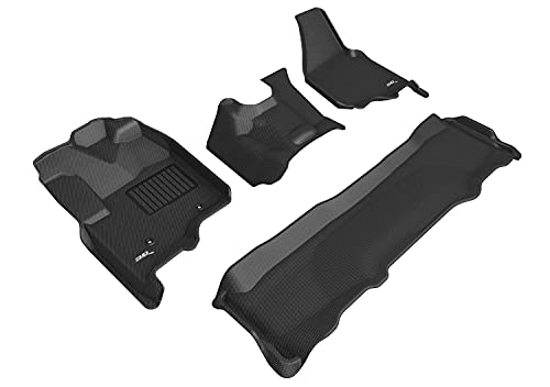 3D MAXpider Custom Fit Kagu Floor Mat (Black) for 2012-2016 Ford F-250 / F-350 / F-450 SUPERCREW - 1ST Row 2ND Row