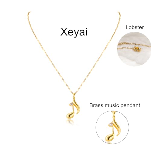 Gold Music Note Pendant Necklace Cubic Zirconia for Women Music Lover Musican Gifts3