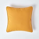 HOMESCAPES - 100% Cotton Plain Mustard Yellow Cushion Cover - 30 x 30 cm Square - 12 x 12 Inches - Sofa Cushion Pillow Cover - Washable