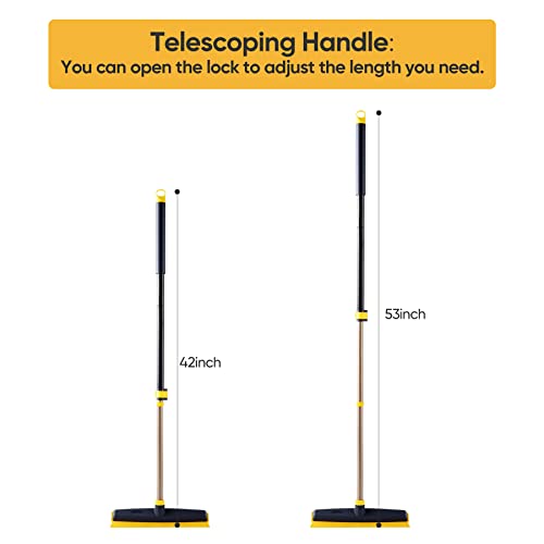 Yocada Pet Hair Removal Rubber Broom With Squeegee 2 In 1 Floor Brush Telescoping For Sweeping Hardwood Floor Tile Low Carpets Rugs Undercoat Carpets Bathroom Living Room Kitchen 53" #TOP1