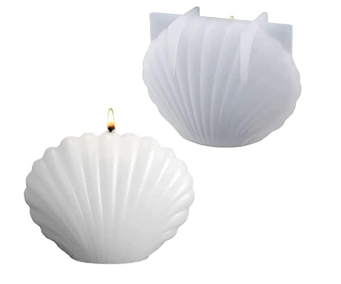 Keshav Creations Shell Candle Mold I 3D Fondant Seashell Geometry Silicone Epoxy Mould I for DIY Handmade Ornament Chocolate, Aromatherapy, Soap, Resin Art Craft, Home Desktop Wedding Decoration-picture-24