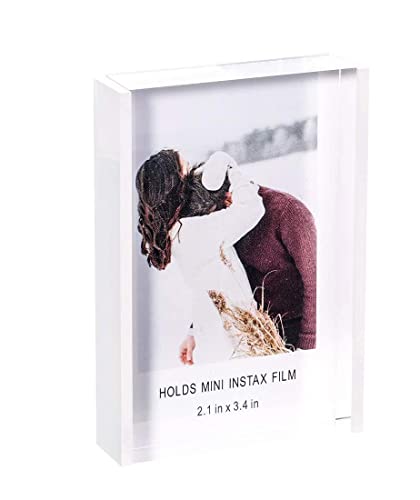 Grarry Instax Mini Acrylic Picture Frames 2x3, Cute Polaroid Picture Frame, Desktop & Tabletop Picture Frames Set, Mini Instant Photo Frames for Fujifilm & Polaroid Film (White, 1)