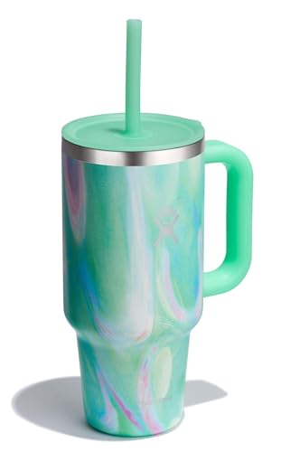 Image of Hydro Flask 32 Oz Travel Tumbler with Handle, Lid and Straw - Insulated Stainless Steel in 32 Oz Jelly Green