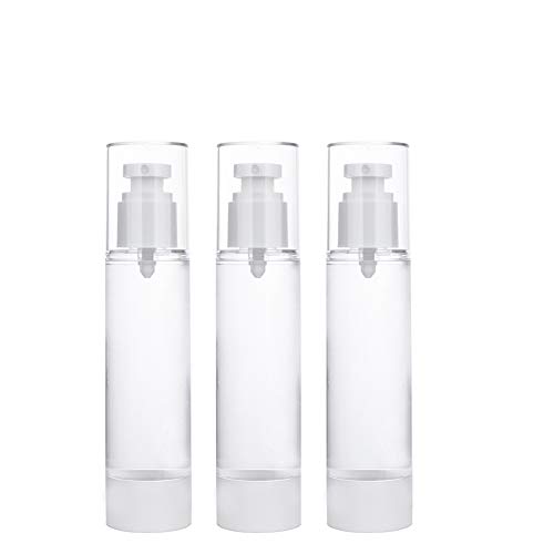 Airless Vacuum Spray Bottle，UUJOLY Face Mist Plastic Spray Bottle，3 Pack Clear Refillable Fine Mist pump Bottle Set Containers Travel Cosmetic Toiletry for Lotion Toner Perfume Sample (50ml)