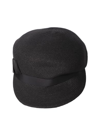 Sombrero de paja femenino con ala ancha y lazo negro miniatura 4