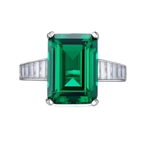 Bague fiançailles argent 925 zircone verte 10 carats solitaire femme
