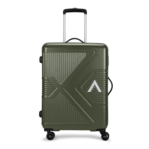 Image of Aristocrat Proteq Check-in Trolley Bag 66cm | Medium Hard Luggage | 8-Wheel Suitcase for Travel | Combination Lock with Sturdy Zipper | Polycarbonate | 3 Years International Warranty (Bronze Green)