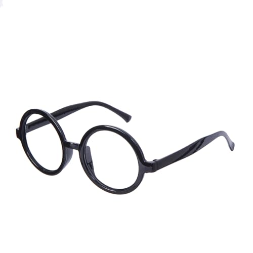 ALVOGIMOR Black Round Wizard Glasses Wizard Costume Plastic Frame Eyeglass(No-Lens) for Halloween Dress Up