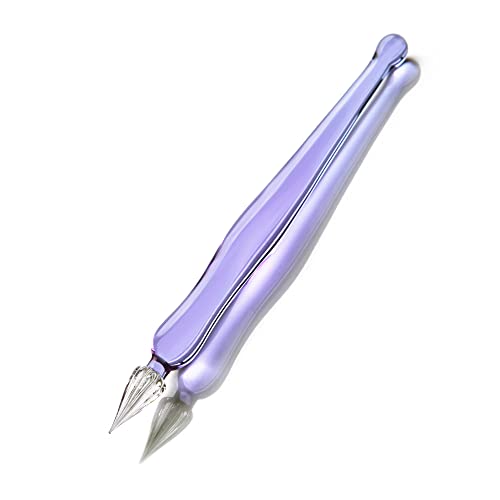 Image of Handmade Glass Dip Pen Crystal Calligraphy Pen Signature Dipped Pen for Artist,Writing Drawing Decoration (purple)