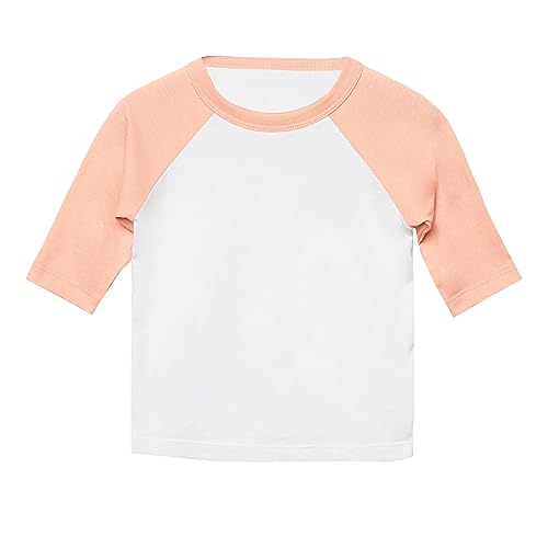 Bella + Canvas Toddler 3/4 Sleeve Baseball T-Shirt (2 Years) (White/Heather Peach)