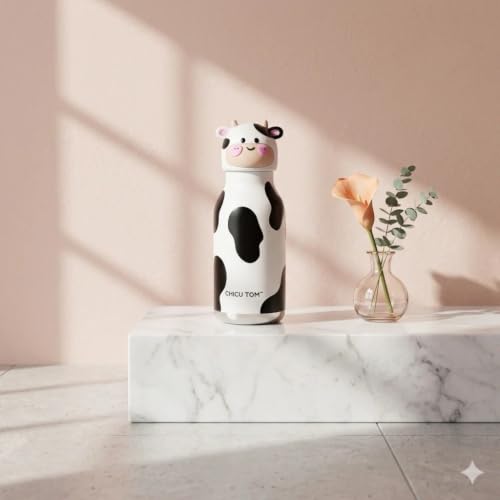Image of 3D Chicu Tom Animal Insulated Stainless Steel Water Bottle 480ml | Vacuum Flask with Leak Proof Lid | Double Wall Thermal Bottle | Cute Safari Theme Water Bottle for Kids, School, Office & Travel