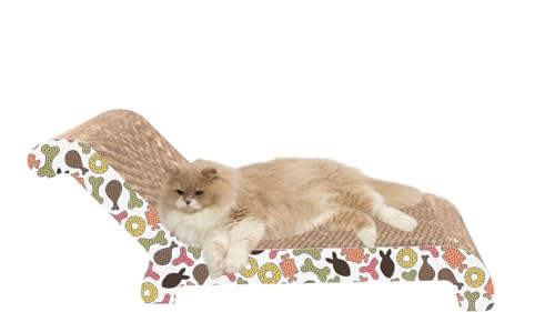 Image of PSK PET MART Chair Shape Cat Scratcher Cat Scratching Board Cardboard Cat Scratchers with Premium Scratch Textures Design Curved Shape Reversible Use Durable Scratching Pad