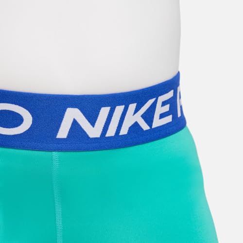 Image of Nike Girls' Pro Shorts (Little Big Kid), Clear Jade Ii /Game Royal /White
