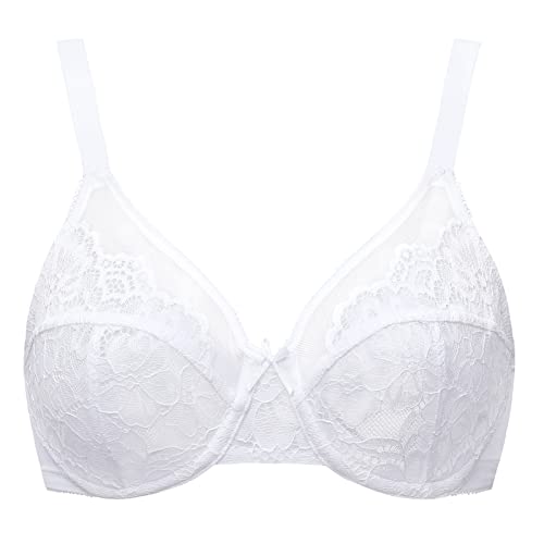Soutien-gorge grande taille sans doublure en dentelle blanche pour femme