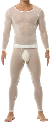 Pyjama fin en Soie Transparente Homme avec Tops élastiques AIEOE